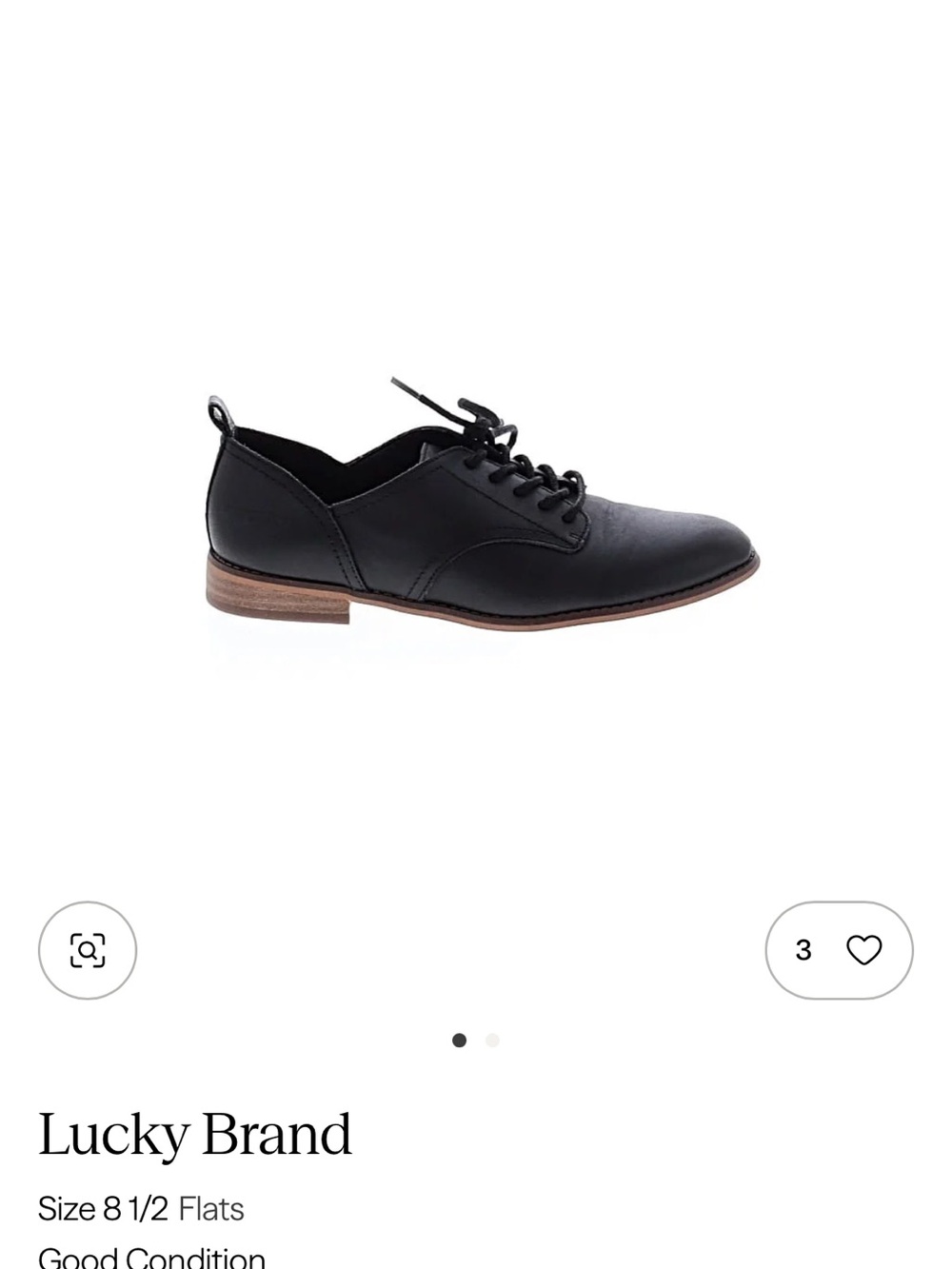 Lucky Brand Black Leather Lace-Up Oxford Flats